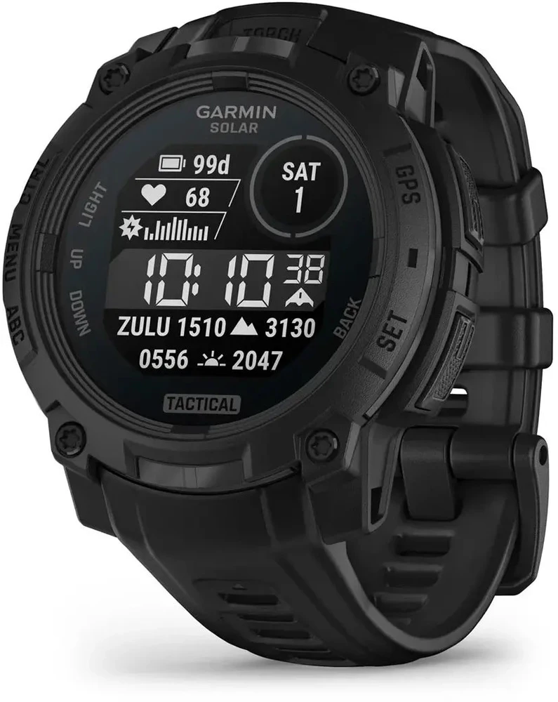 Išmanusis laikorodis Garmin Instinct® 3 – 45 mm, Solar, Tactical Edition, Juodas su juodu dirželiu