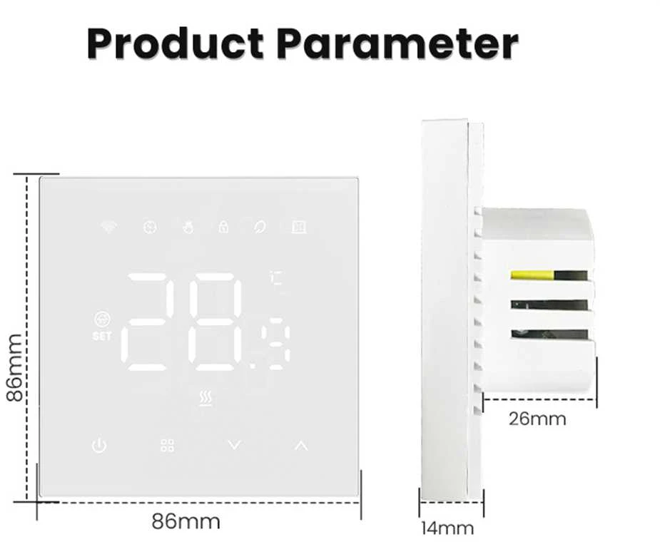 Išmanusis termostatas Avatto WT410-16A-B elektrinis šildymas 16A WiFi
