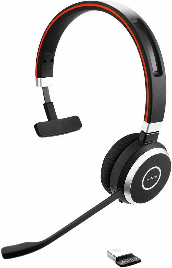 Jabra Evolve 65 vienpusės ausinės su mikrofonu ir USB adapteriu