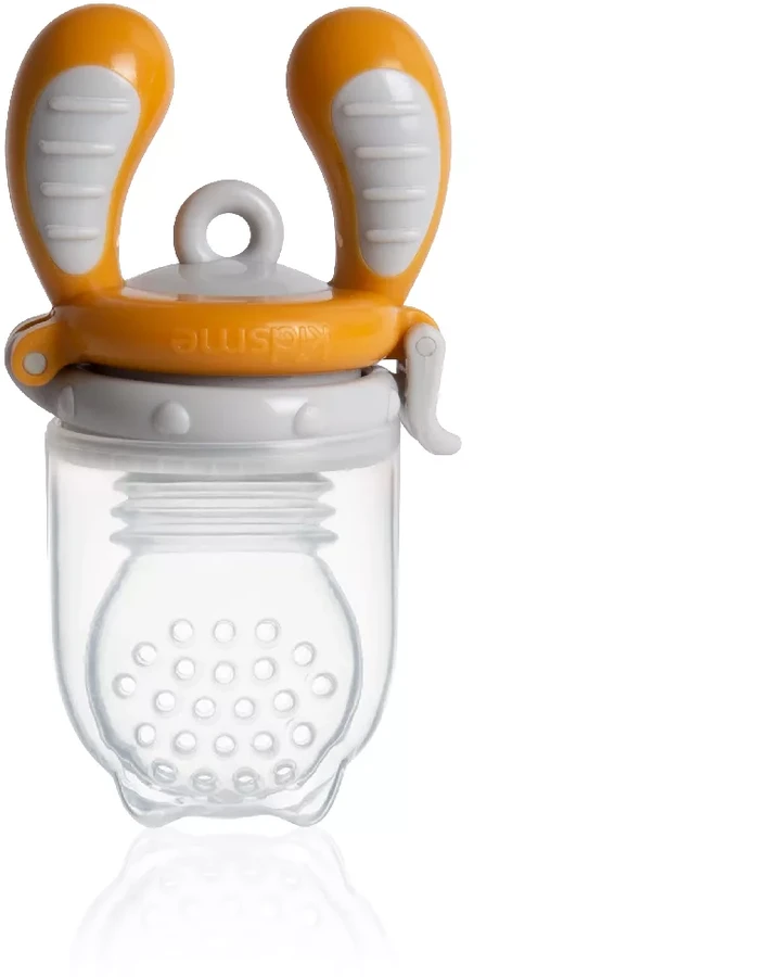 Naujiena! Specialus pasiūlymas! Kidsme Food Feeder kūdikio maitinimo prietaisas kietam maistui (didelis) gintarinės spalvos nuo 6 mėn. 160337AM