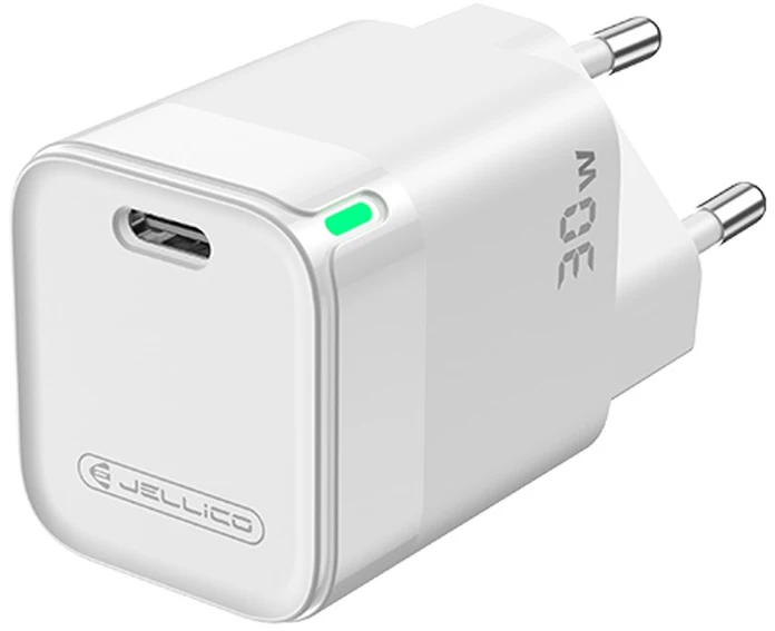 Jellico C43 Mini PD 30W QC 3.0 Smart Adaptīvs ātrais lādētājs ar 1x USB-C (5-20V) ligzdu Balts