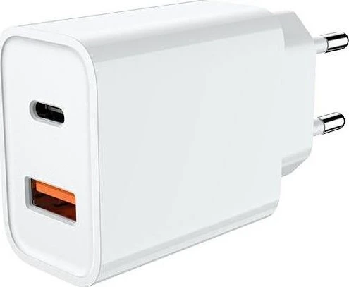 JELLICO sieninis įkroviklis C9 PD 20W 1xUSB-C + 1xUSB QC3.0 Baltas