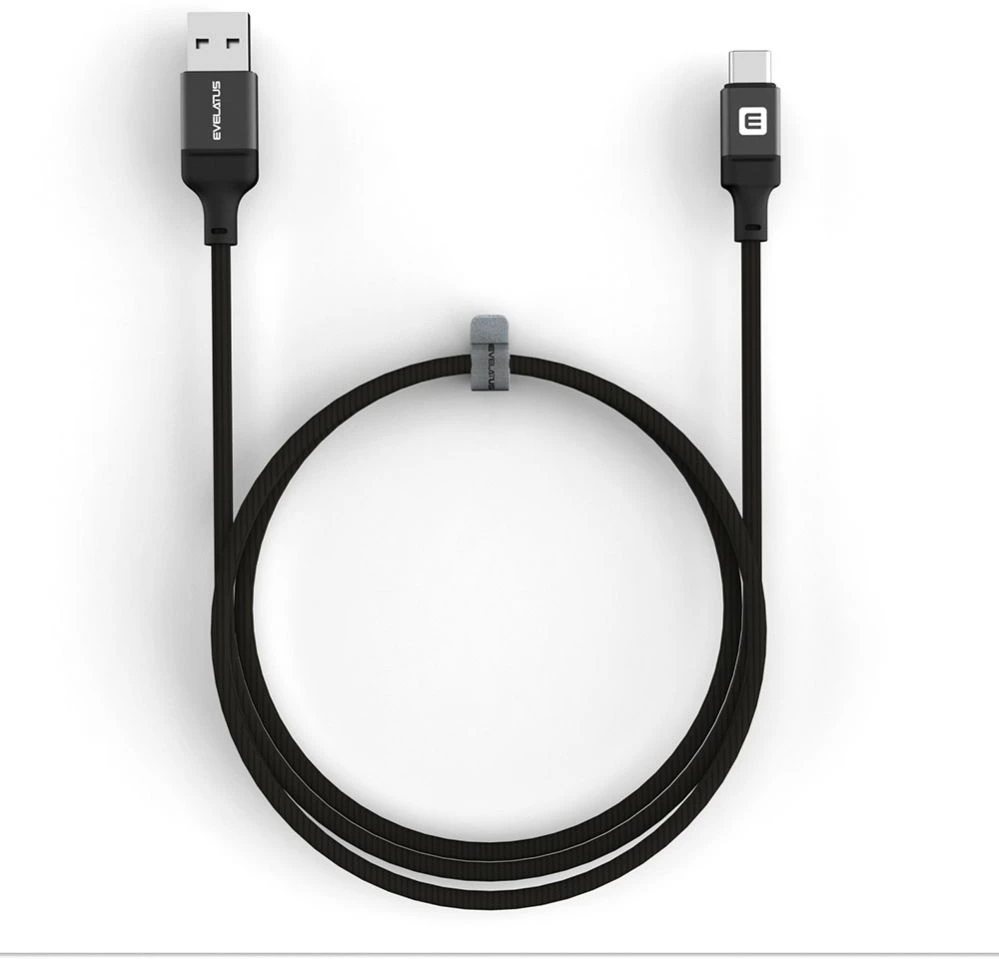 Evelatus USB A-C jungtis, 1,2 m, aliuminio korpuso pynimas, Juodas