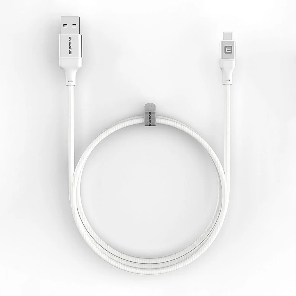Evelatus USB A-C laidas, 1.2M aliuminio korpuso pynimas Baltas