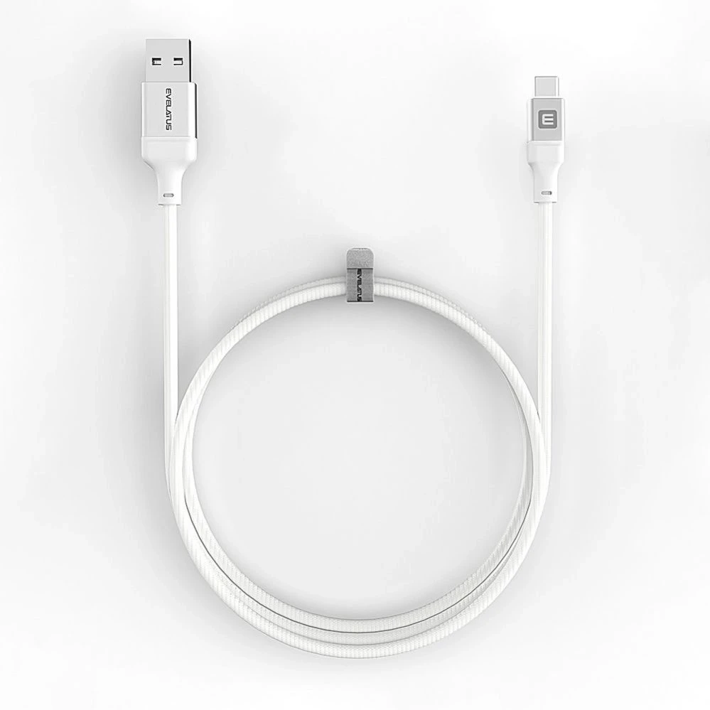 USB kabelis Evelatus Cable USB A to C 2M Aliuminio korpusas pintas Baltas (TKCB-746AC2WH)