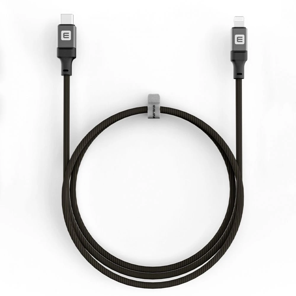 Evelatus USB C - Lightning kabelis 2.0M 60W (MFI09) aliuminio korpusas su pynimu Juodas