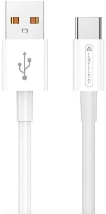 Jellico B1 Izturīgs-Mīksts Universāls USB uz USB-C Datu & Ātrās uzlādes PD 20W Kabelis 1m Balts
