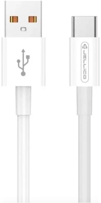 Jellico B1 Izturīgs-Mīksts Universāls USB uz USB-C Datu & Ātrās uzlādes PD 20W Kabelis 1m Balts