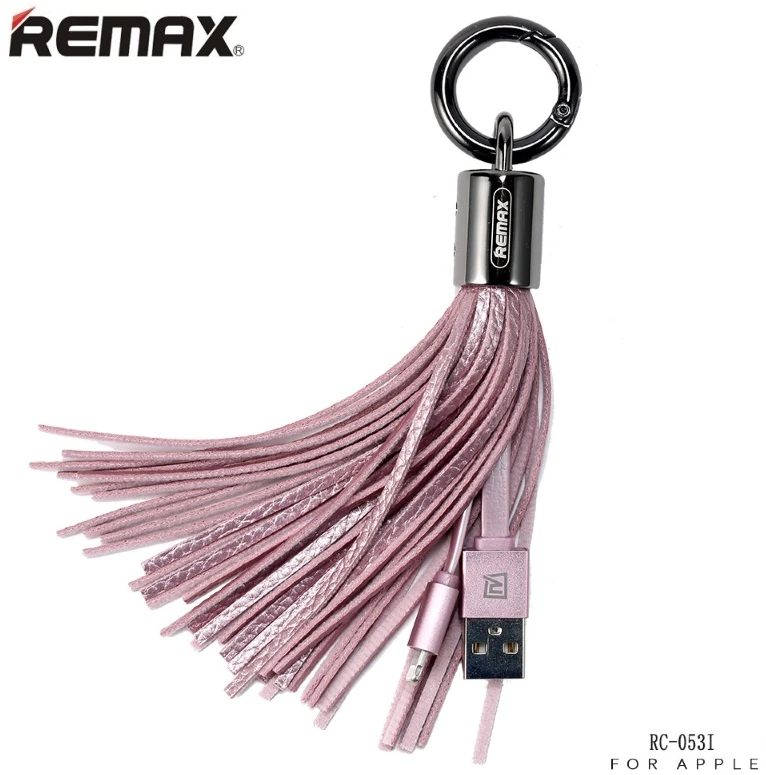 Remax RC-053i dizaino raktų pakabuko žiedas su Apple Lightning duomenų ir įkroviklio laidu (MD818) Rožinė