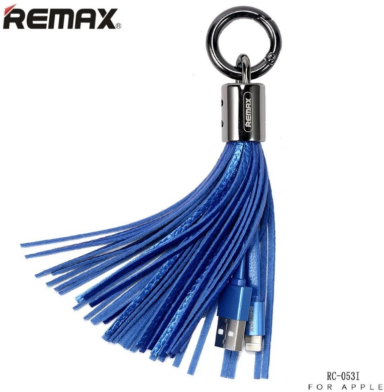 Remax RC-053i dizaino raktų pakabuko žiedas su Apple Lightning duomenų ir įkroviklio laidu (MD818) mėlynas