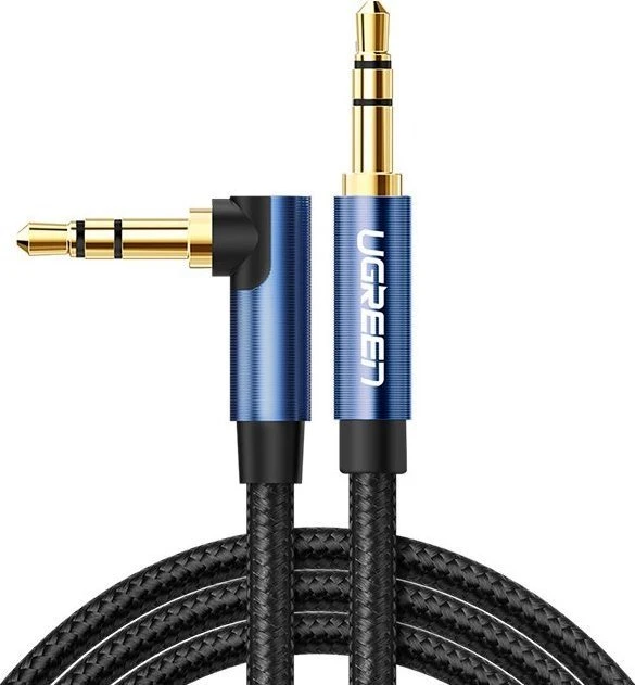Ugreen audio kabelis AUX angled minijack 3.5 mm 2m mėlynas (AV112)