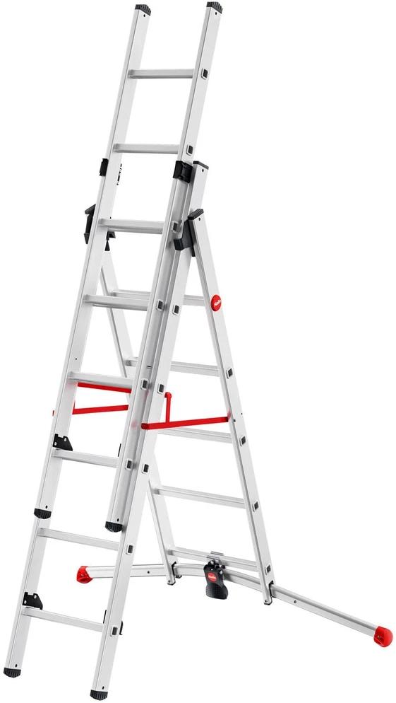Kombinuotos kopėčios S100 Hailo ProfiLOT | aliuminis | 2x6+1x5 pakopos