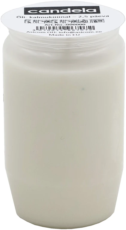 Candela Grave candle oil burning duration ~60h baltas