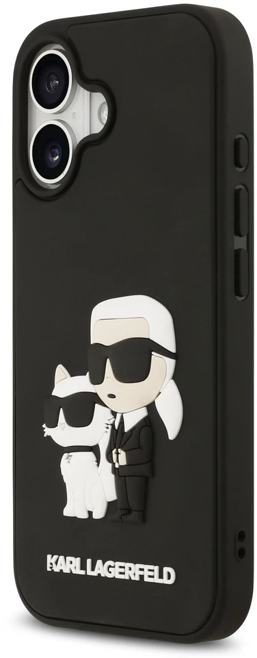 Karl Lagerfeld 3D Rubber Karl and Choupette dėklas skirtas iPhone 17 juodos spalvos
