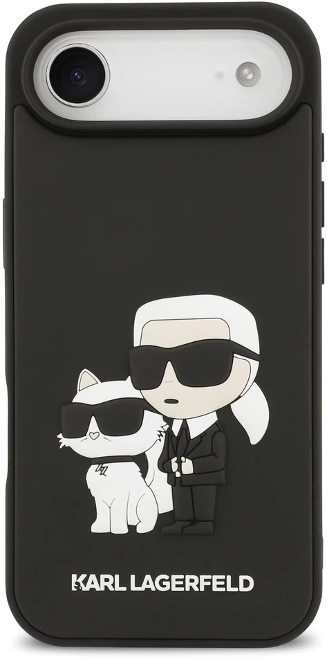 Karl Lagerfeld 3D Rubber Karl and Choupette dėklas skirtas iPhone Air juodos spalvos
