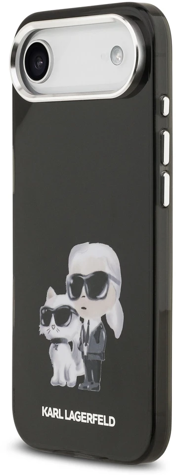 Karl Lagerfeld IML Aquarelle Karl and Choupette dėklas, skirtas iPhone, juodos spalvos