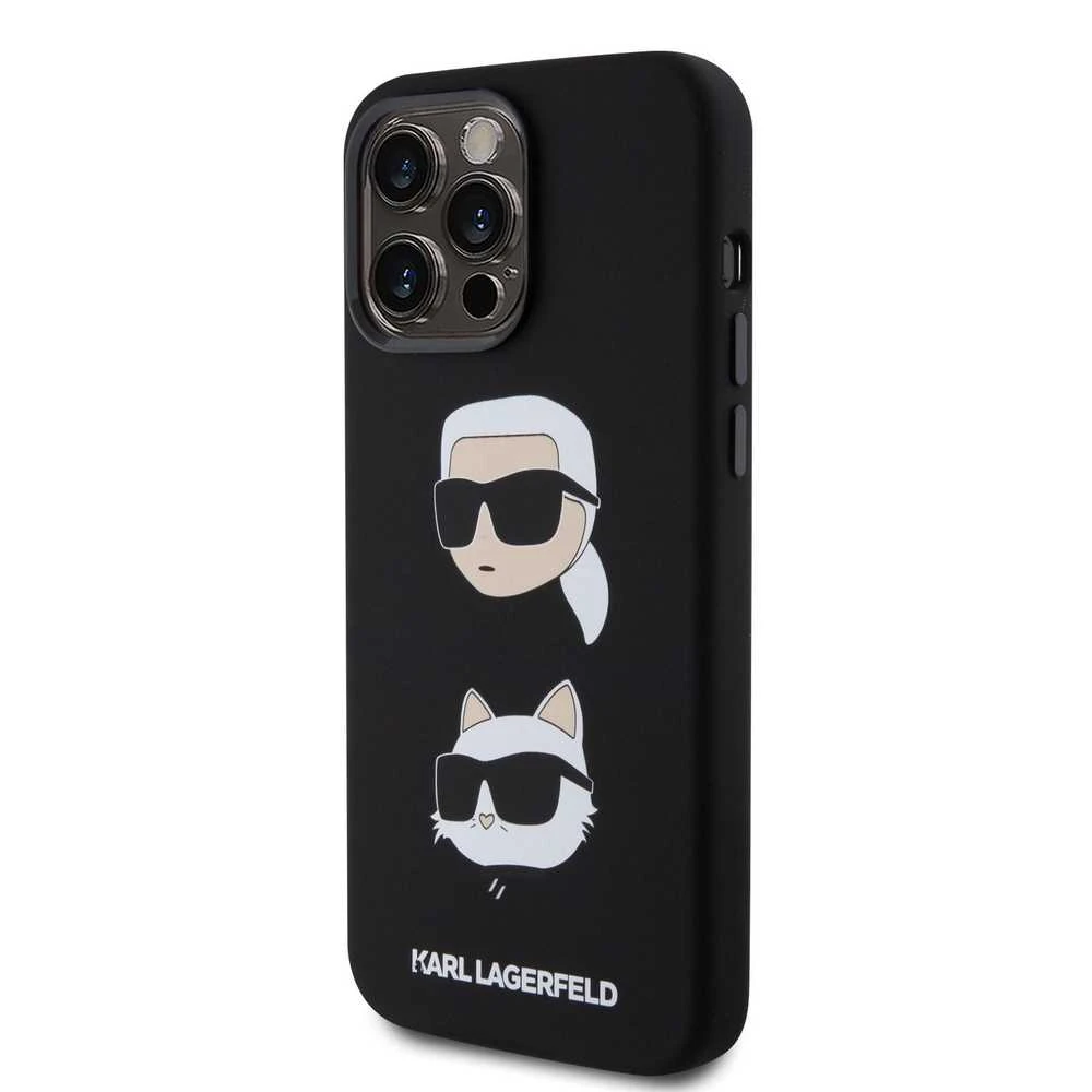 Dėklas Karl Lagerfeld KLHCP15XSDHKNK IPHONE 15 PRO MAX 6.7 "Juodas/Juodas SILICONE KARL & CHUPETTE HEAD