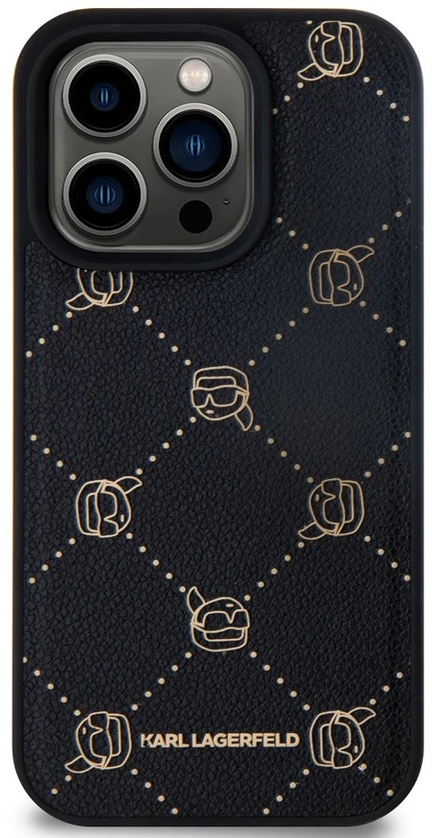 Karl Lagerfeld PU Karl Heads Pattern MagSafe dėklas telefonui iPhone 15 Pro Max juodos spalvos