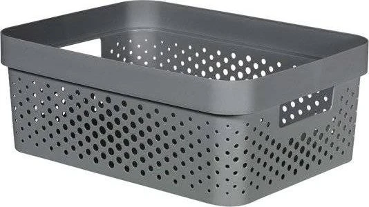 Krepšelis CURVER Infinity RECYCLED, plastikinis, tamsiai pilkos spalvos, h14 x 27 x 36 cm, 11 L