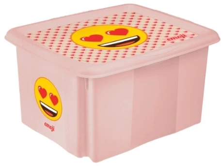 Curver Keeeper Box with lid 15L Karolina "Emoji Hearts" 38x29 5x20 5cm pink