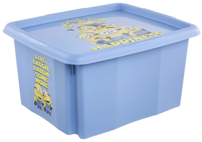 Paw Sc Laikymo dėžė su dangčiu 24L Karolina „Minions Happiness“ 42.5x35.5x22.5cm šviesus mėlynas