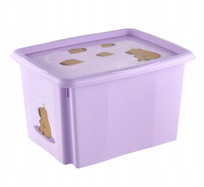 Kids Euroswan Laikymo dėžė su dangčiu 30L Karolina „Kapibara“ 45x35x27cm švelniai violetinė