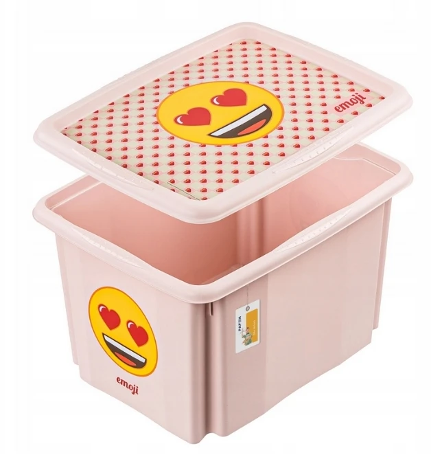 Kids Euroswan Laikymo dėžė su dangčiu 30 l Karolina „Emoji Hearts“ 45x35x27 cm rožinė