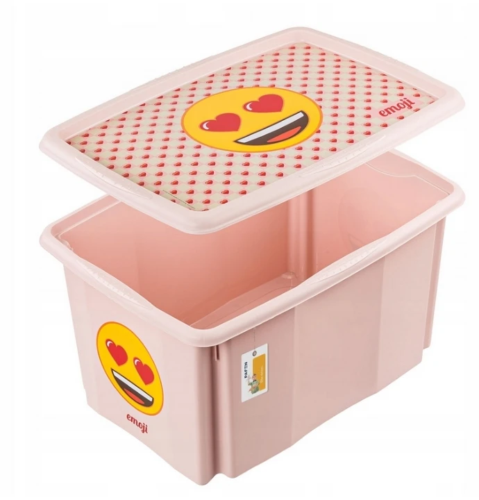 Starpak Laikymo dėžė su dangčiu 45L Karolina „Emoji Hearts“ 55.5x40x30cm rožinė