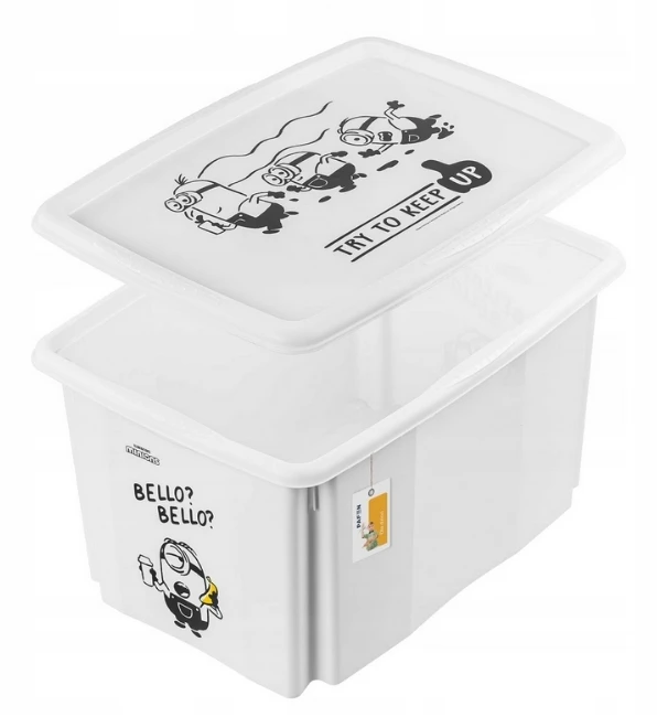 Starpak Laikymo dėžė su dangčiu 45L Karolina „Minions Bello“ 55.5x40x30cm baltas