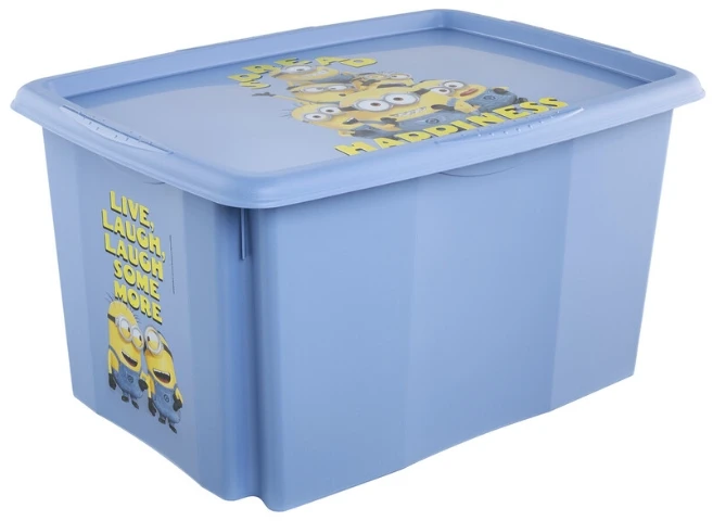 Lumarko Laikymo dėžė su dangčiu 45L Karolina „Minions Happiness“ 55.5x40x30cm šviesus mėlynas