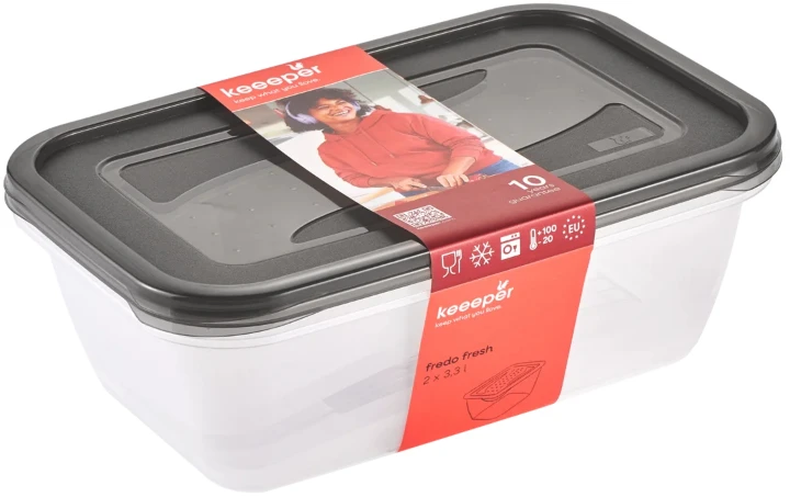 Keeeper Food container set rectangular 3x2,4L Fredo "Fresh" transparent/crystal pilka
