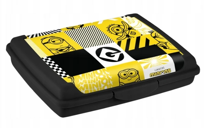 Mpl Power Keeeper maisto laikymo indelis su dekoratyvine spragtelėjimo formos dėžute, mini, 0,5 l, Carla "Minions Mosaic" 17x13x3,5 cm, juodas