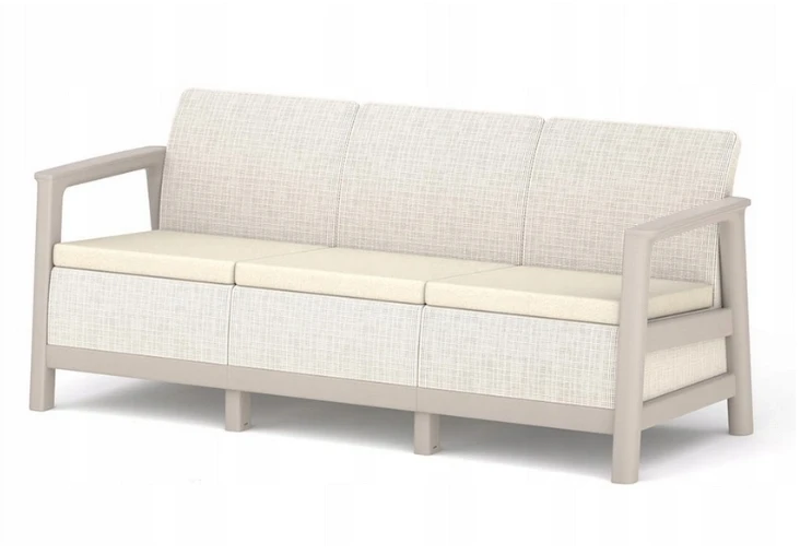Keter Garden sofa three-seater Scandi Linea 3 Seater Sofa pebble pilkas/light beige