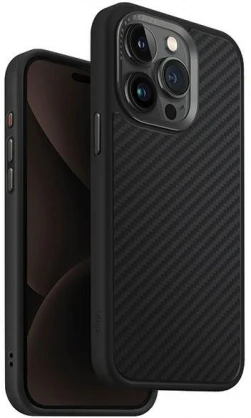 UNIQ dėklas Keva Apple iPhone 15 Pro Max 6.7″ Magclick Charging carbon juodos spalvos