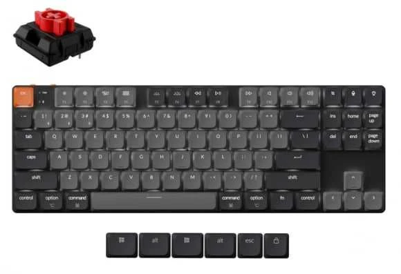 Klaviatūra Keychron K1v6 RGB aliuminio karšto keitimo QMK Keychron žemo profilio 2.0 rudas
