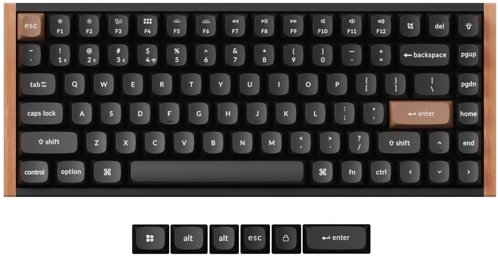Keychron K2 HE Wireless – US išdėstymas – Gateron Magnetic Nebula Carbon Juodas (K2H-F1) Magnetinė Belaidė Žaidimų Klaviatūra