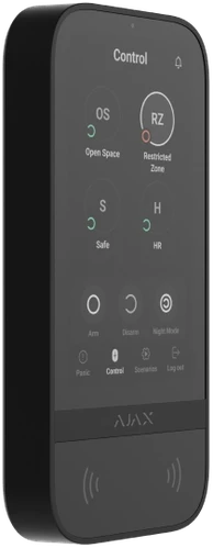 Ajax KeyPad TouchScreen belaidė valdymo klaviatūra liečiamu ekranu (Juoda)