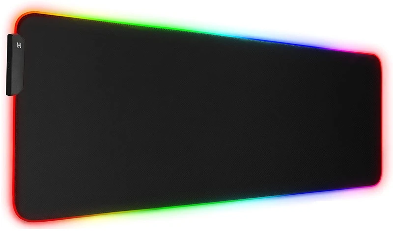 Riff RGB-01 guminis audinys žaidimų pelės kilimėlis su USB RGB spalvotu LED rėmeliu (80x30cm) juodas