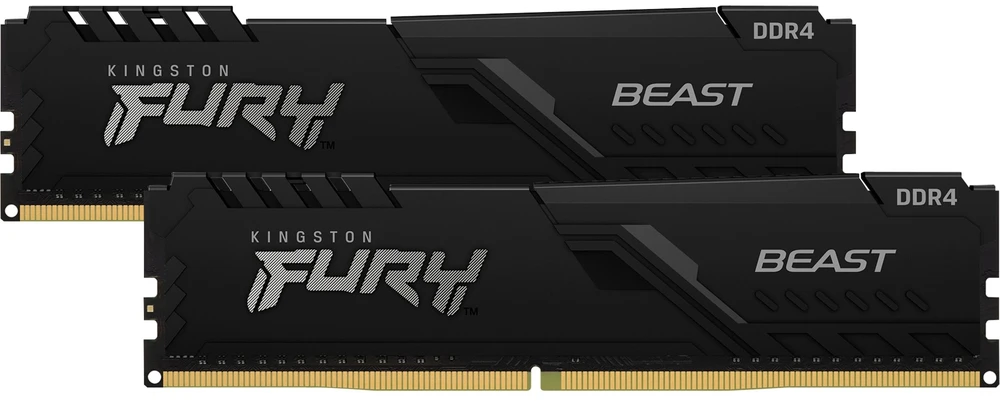 RAM KINGSTON 32GB 3200MHz DDR4 CL16 DIMM rinkinys iš 2 1Gx8 FURY Beast Juodas