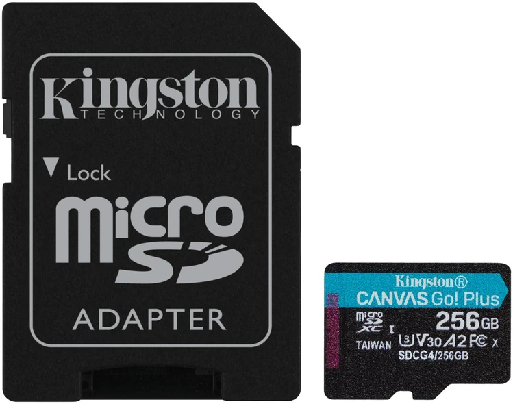 Atminties kortelė KINGSTON Canvas Go! Plus 256 GB Micro SDXC, su adapteriu