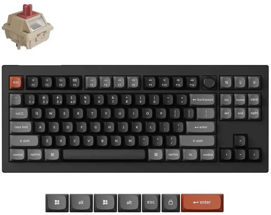 Keychron V3 Ultra Wireless (V3U-D1) - US išdėstymas - Hot-Swappable Silk POM Raudona - Juodas (Juoda) Mechaninė Belaidė Žaidimų Klaviatūra