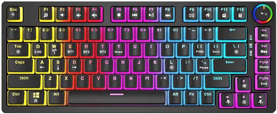 Belaidė mechaninė klaviatūra - SAVIO PHENIX Gateron Geltona Pro Pudding