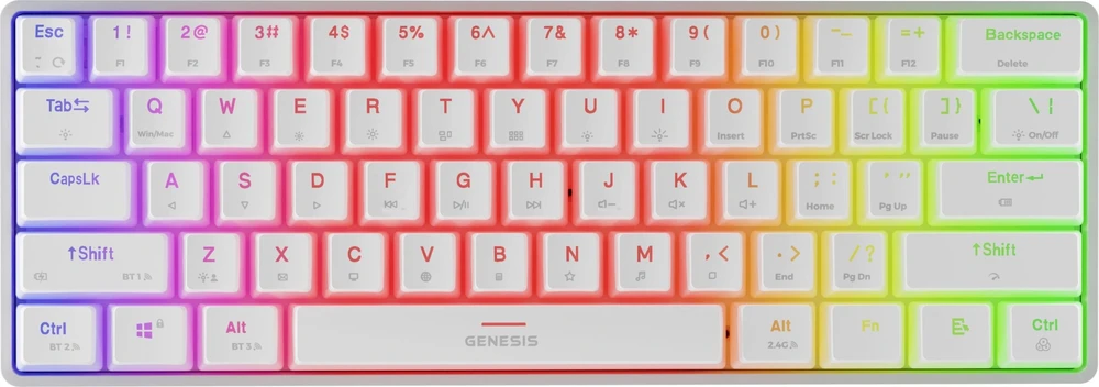 Genesis Klaviatūra žaidimams Thor 660 G2 Gateron Raudona belaidė mechaninė su pašvietimu balta