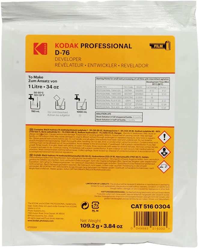 Kodak Professional D-76 filmų ryškinimo milteliai 1 l