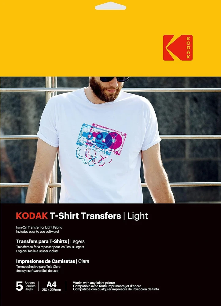 „Kodak“ marškinėlių perkėlimo lipdukai šviesūs, A4 formato, 5 lapai