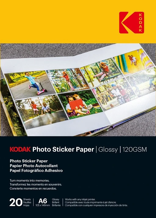 „Kodak“ nuotraukų lipdukų popierius, blizgus, 120 g/m², A6x20 (3510652)