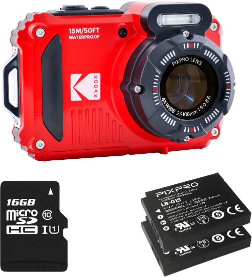 Skaitmeninis Fotoaparatas - Kodak PixPro WPZ2 16 MP 4x Optinis Priartinimas 1080p Full HD Atsparus Vandeniui 15 m Raudonas