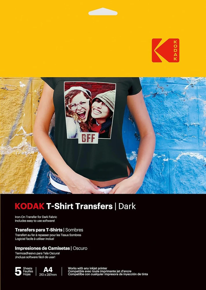 „Kodak“ marškinėlių perkėlimo lipdukai, tamsūs, A4, 5 lapai