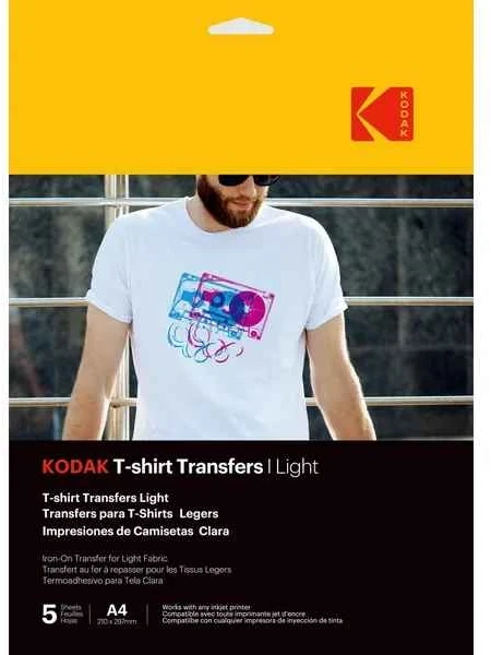 „Kodak“ marškinėlių perkėlimo lipdukai šviesūs, A4 formato, 5 lapai