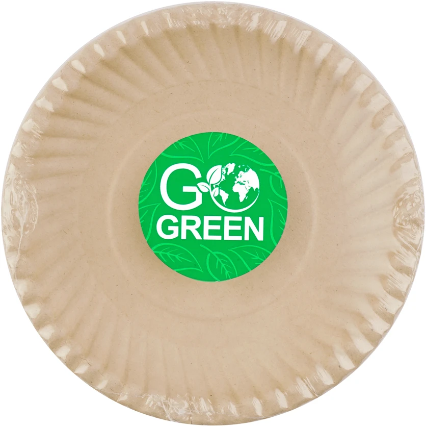 Leifheit Gogreen kompostuojamos cukranendrių lėkštės su Go Žalias raštu Ø23cm 10 vnt./0,15kg